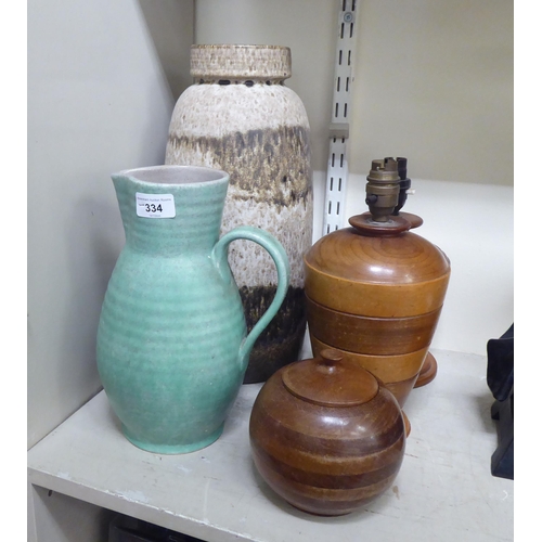 334 - A mixed lot: to include two similar mixed hardwood table lamps  approx. 9