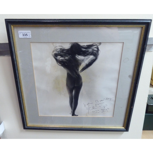 335 - A photographic image, a nude woman  bears an indistinct signature & inscription  11