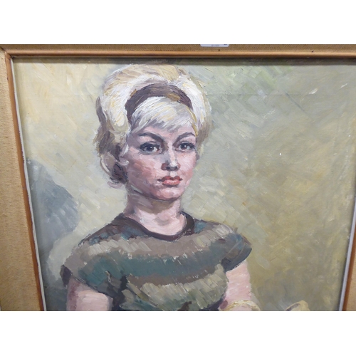 338 - Dora Prower - a head and shoulders portrait, a woman  oil on canvas  bears a signature&nbs... 