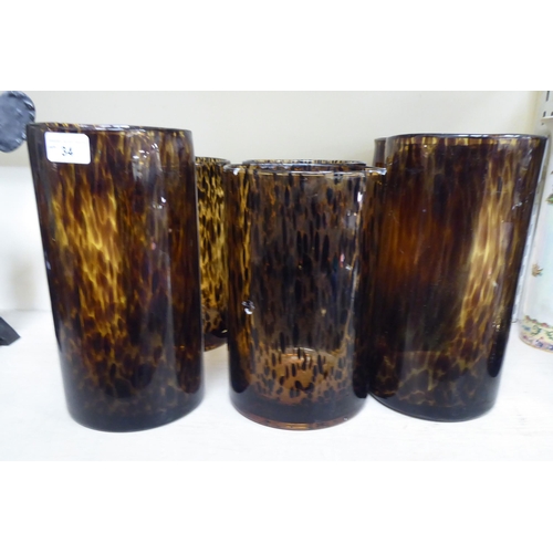 34 - Six LSA International animal print, smoky coloured glass vases  11