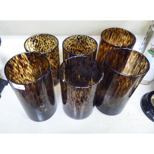 34 - Six LSA International animal print, smoky coloured glass vases  11