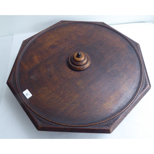 43 - 19thC and later wooden items: to include a mahogany cheese coaster; and an oak Lazy Susan  26