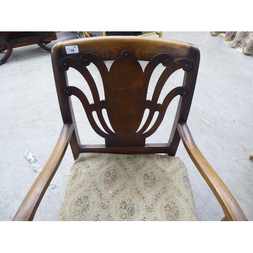 48 - Small furniture: to include a 1950s stained beech framed fireside chair