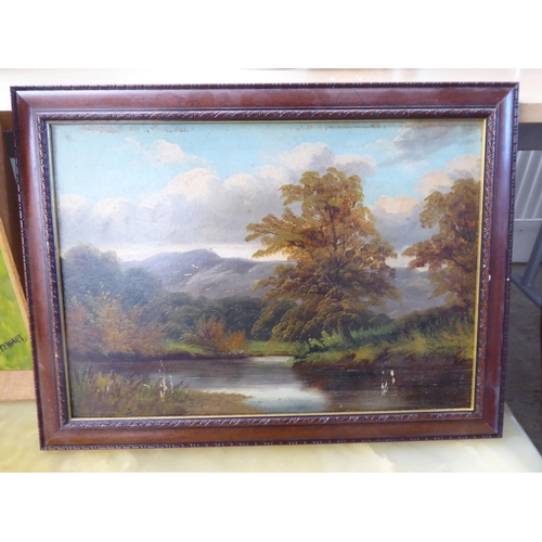 50 - Framed pictures, mixed studies: to include a late 19thC landscape  watercolour  6