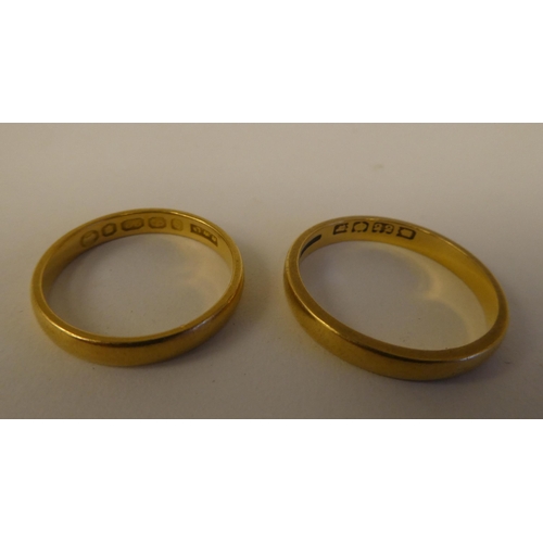 6 - Three 22ct gold wedding rings