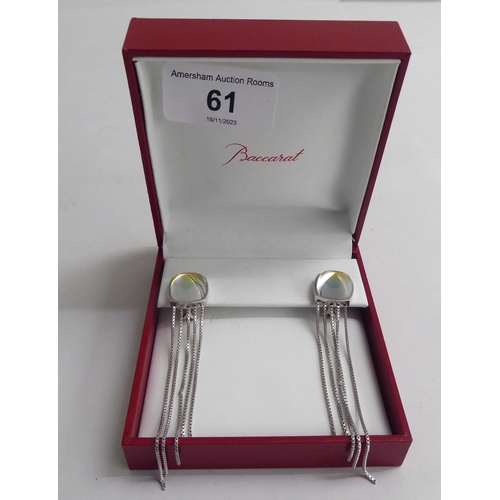 61 - A pair of silver Baccarat glass clip-on earrings  boxed