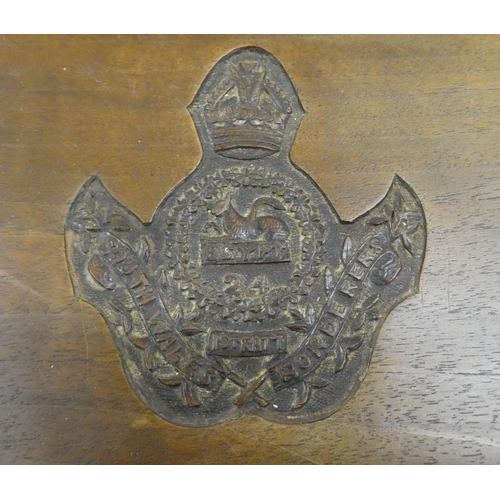 70 - Wooden collectables: to include a military related fruitwood tray, carved with an emblem for South W... 