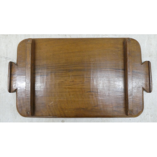 70 - Wooden collectables: to include a military related fruitwood tray, carved with an emblem for South W... 