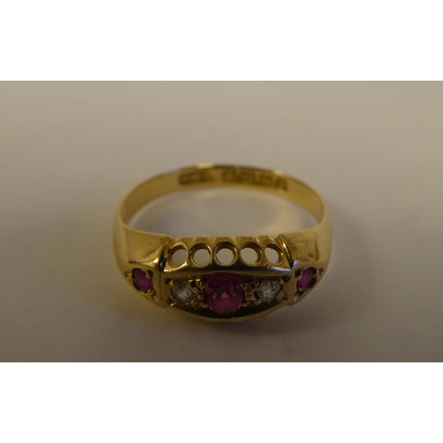 8 - Two Victorian 18ct gold rings, set with coloured stones