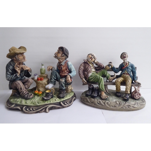 110 - Six Capo-di-Monte style china figure groups: to include a dental surgeon and patient  8