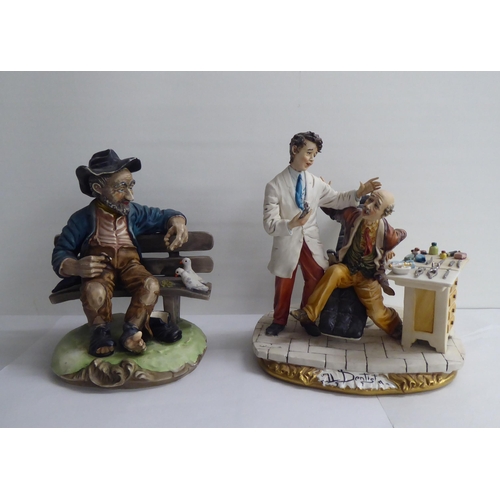 110 - Six Capo-di-Monte style china figure groups: to include a dental surgeon and patient  8