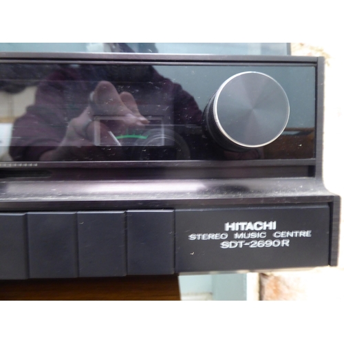 119 - A Hitachi Dolby combination cassette deck and turntable music centre  model no. SDT-2690 R with spea... 