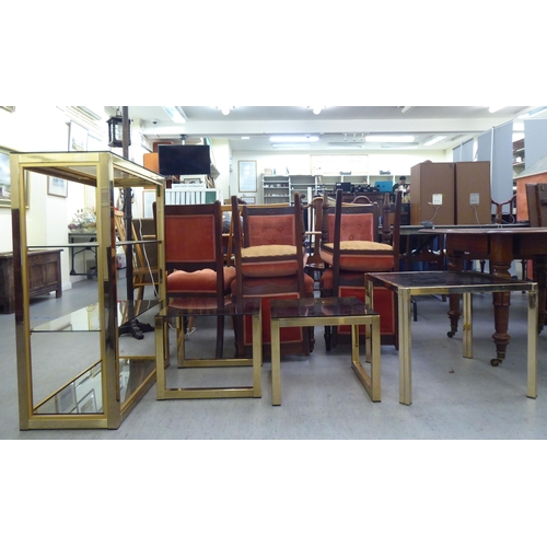 120 - Lacquered brass framed furniture: to include a three tier bookcase  35