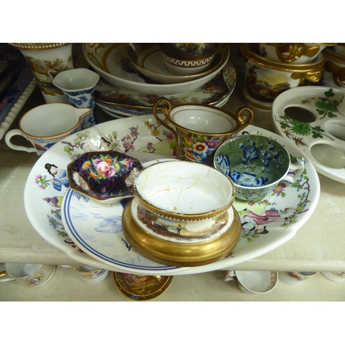 157 - Mainly 19thC Spode china tableware: to include an oval meat plate  16