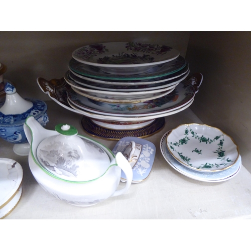 157 - Mainly 19thC Spode china tableware: to include an oval meat plate  16