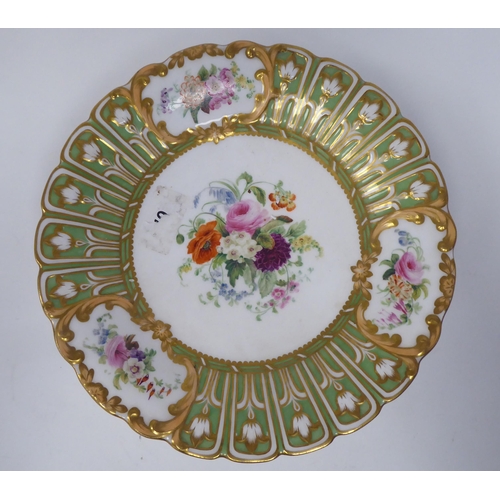 164 - A 19thC (possibly Spode) china comport, decorated in colours with flora and gilding  9