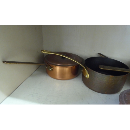 177 - Traditional modern copper and brass cookware: to include saucepans