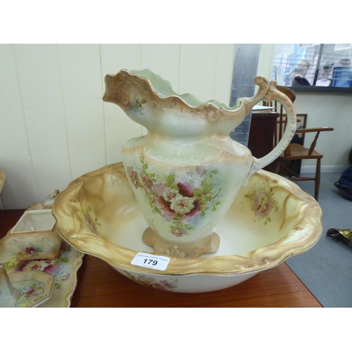 179 - Ceramics: to include a late Victorian Imperial Windsor china wash jug and bowl  17