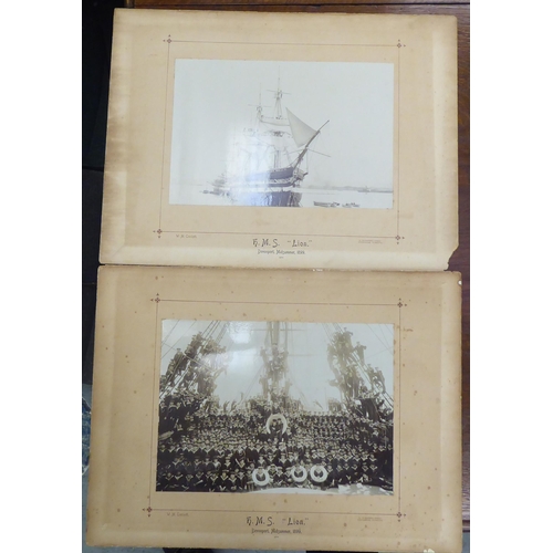 186 - A folio collection of photographic prints: to include 'The Crew of HMS Lion 1899'