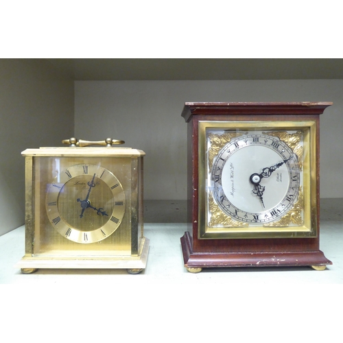 197 - A London Clock Company lacquered brass cased mantel timepiece; faced by a Roman dial  5.5