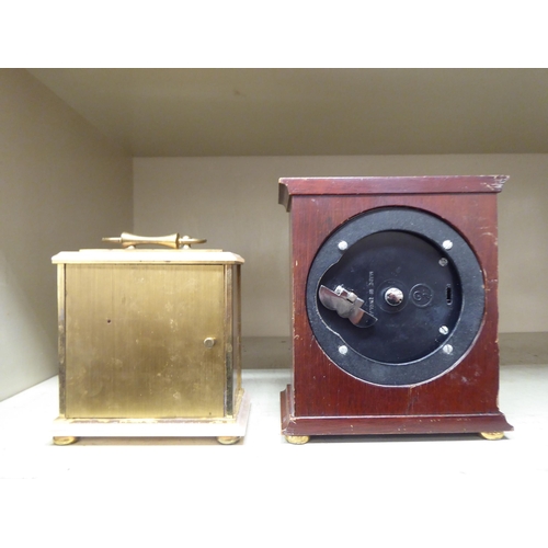 197 - A London Clock Company lacquered brass cased mantel timepiece; faced by a Roman dial  5.5