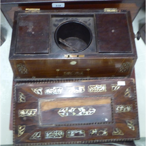 219 - Wooden boxes and containers: to include a mahogany cased writing slope  7