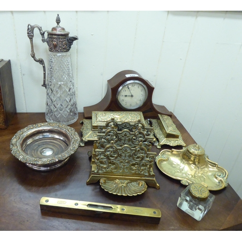 228 - A mixed lot: to include a late Victorian brass stamp dispenser, embossed with swags  6