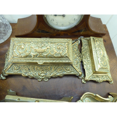 228 - A mixed lot: to include a late Victorian brass stamp dispenser, embossed with swags  6