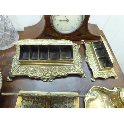 228 - A mixed lot: to include a late Victorian brass stamp dispenser, embossed with swags  6