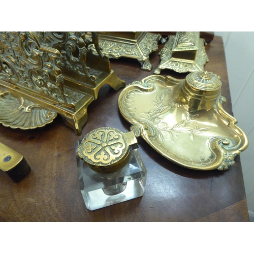 228 - A mixed lot: to include a late Victorian brass stamp dispenser, embossed with swags  6