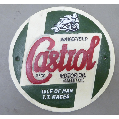 245 - A modern painted cast iron advertising sign 'Castrol Oil'  9.5