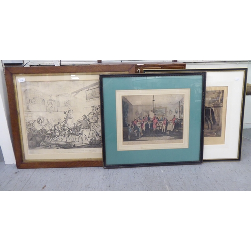 278 - Three 19thC framed prints, viz. 'Scene in a country town at the time of the Race'  17