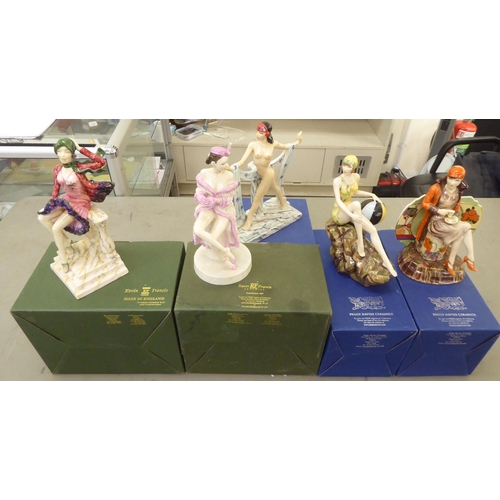 285 - Five Peggy Davis Ceramics Limited Edition china figures, viz. two Kevin Francis Production 'Evangeli... 