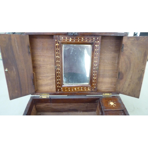 299 - A 19thC Anglo-Indian bone inlaid mahogany vanity box with straight sides and a hinged lid  6