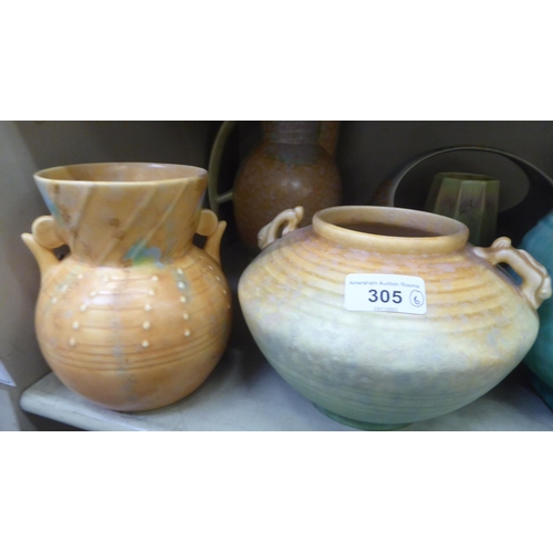 305 - Decorative ceramics: to include Beswick pottery vases and tableware  mixed sizes 