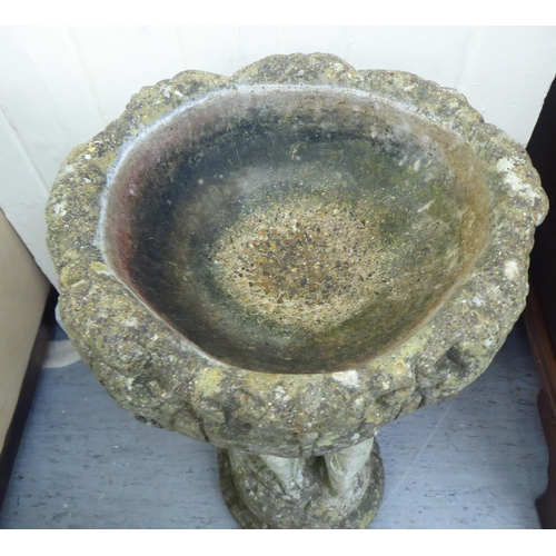 309 - A composition stone two part pedestal bird bath  21