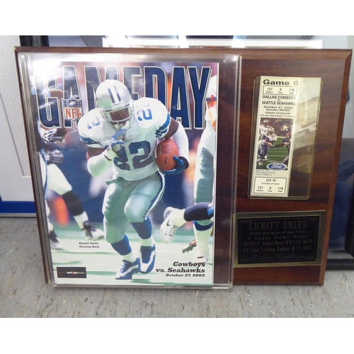 310 - NFL Dallas cowboy themed sporting memorabilia: to include a framed and signed Bob Lilly no.74 strip;... 