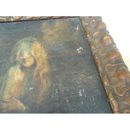 4 - Late 19thC School - a study of a girl with long hair, posing in a shallow pool  oil on board&nb... 