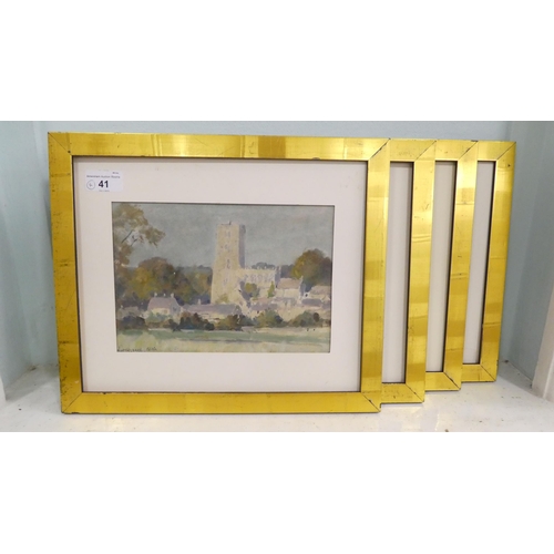 41 - Four framed works by Elizabeth Mason - parks and other landscapes  mixed media  bears init... 