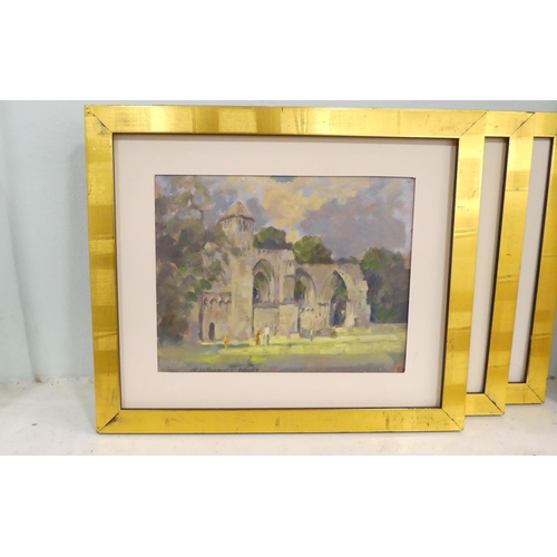 41 - Four framed works by Elizabeth Mason - parks and other landscapes  mixed media  bears init... 