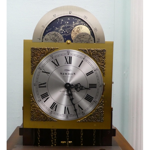 5 - A modern Sewills mahogany cased Grandmother clock; the 8 day movement faced by a Roman dial  72... 