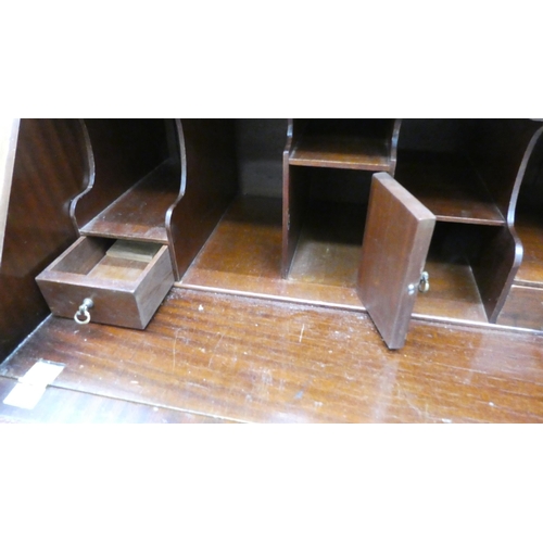 68 - A modern crossbanded mahogany bureau bookcase, raised on bracket feet&nbsp; 79