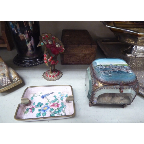 8 - A mixed lot: to include an early 20thC glass ring box, raised on metal feet  3