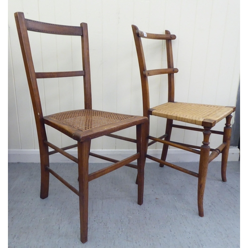 94 - Small furniture: to include two early 20thC beech framed, twin bar back bedroom chairs