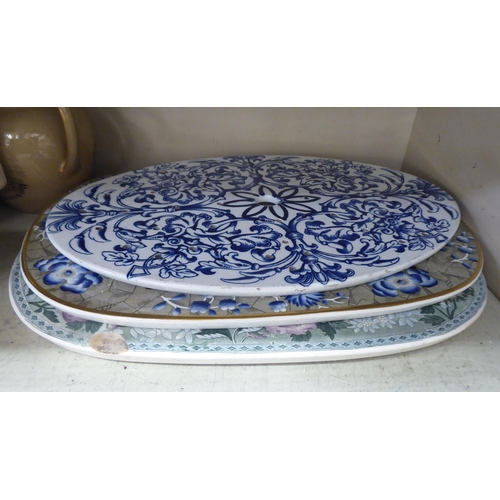 141 - 19thC Copeland and other Spode ceramic items: to include two blue jasper jugs; and a twin handled wi... 