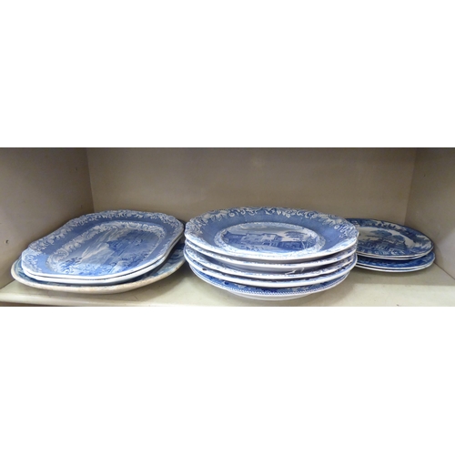 142 - 19thC Spode china, variously decorated in blue and white: to include a set of three Franciscan Conve... 