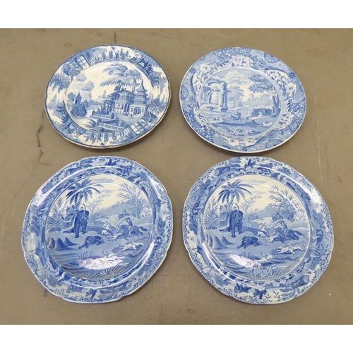 142 - 19thC Spode china, variously decorated in blue and white: to include a set of three Franciscan Conve... 