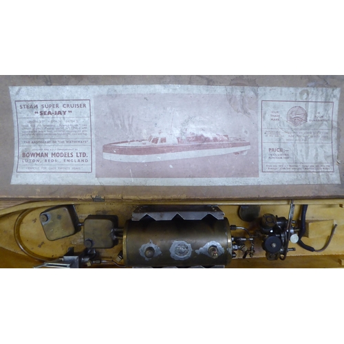 255 - A Bowman Models Limited live steam 'Sea-Jay' Super Cruiser boat  boxed