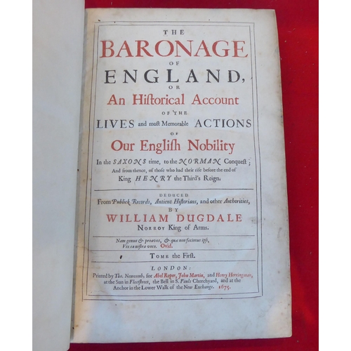 102 - Book: 'The Baronage of England' deduced by William Dugdale  1675, in one volume