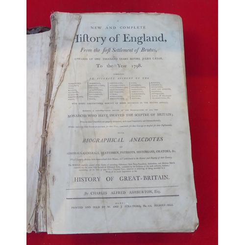 104 - Book: 'A New and Complete History of England from the Fifth Settlement of Brutus to the Year 1798', ... 